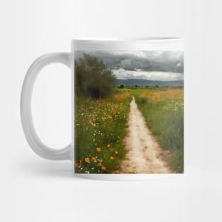 Painted path through fields and hills Mug